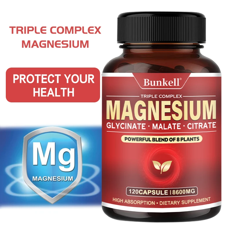 Triple High-efficiency Elemental Magnesium Complex - Glycine, Malic Acid and Magnesium Citrate, Muscle Relaxation, Immunity