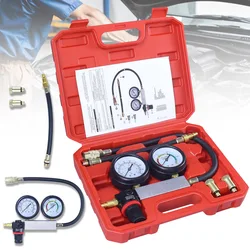 Dual Gauges Cylinder Leak Down Tester, Engine Cylinder Dual Gauge Leakdown Compression Tester Kit with Spark Plugs