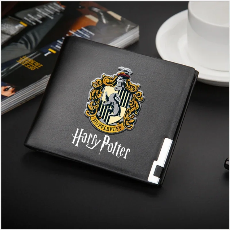 Porte-monnaie en PU Harry Potter, porte-cartes portable, porte-monnaie masculin, badge Poudlard, anime, dessin animé, mode, pince à billets,