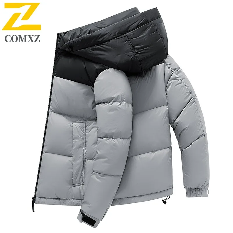 COMXZ Comfortable Bread Jacket Hooded Fashion Solid Color Ski Puffer Jacket 2025 Work Lightweight Padding Coat Men's Clothing