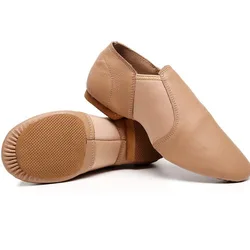 24-44 Echt Leer Jazzdansschoenen Tan Zwart Antislipzool Jazz Schoenen Volwassenen Dans Sneakers voor Kinderen meisjes Vrouwen