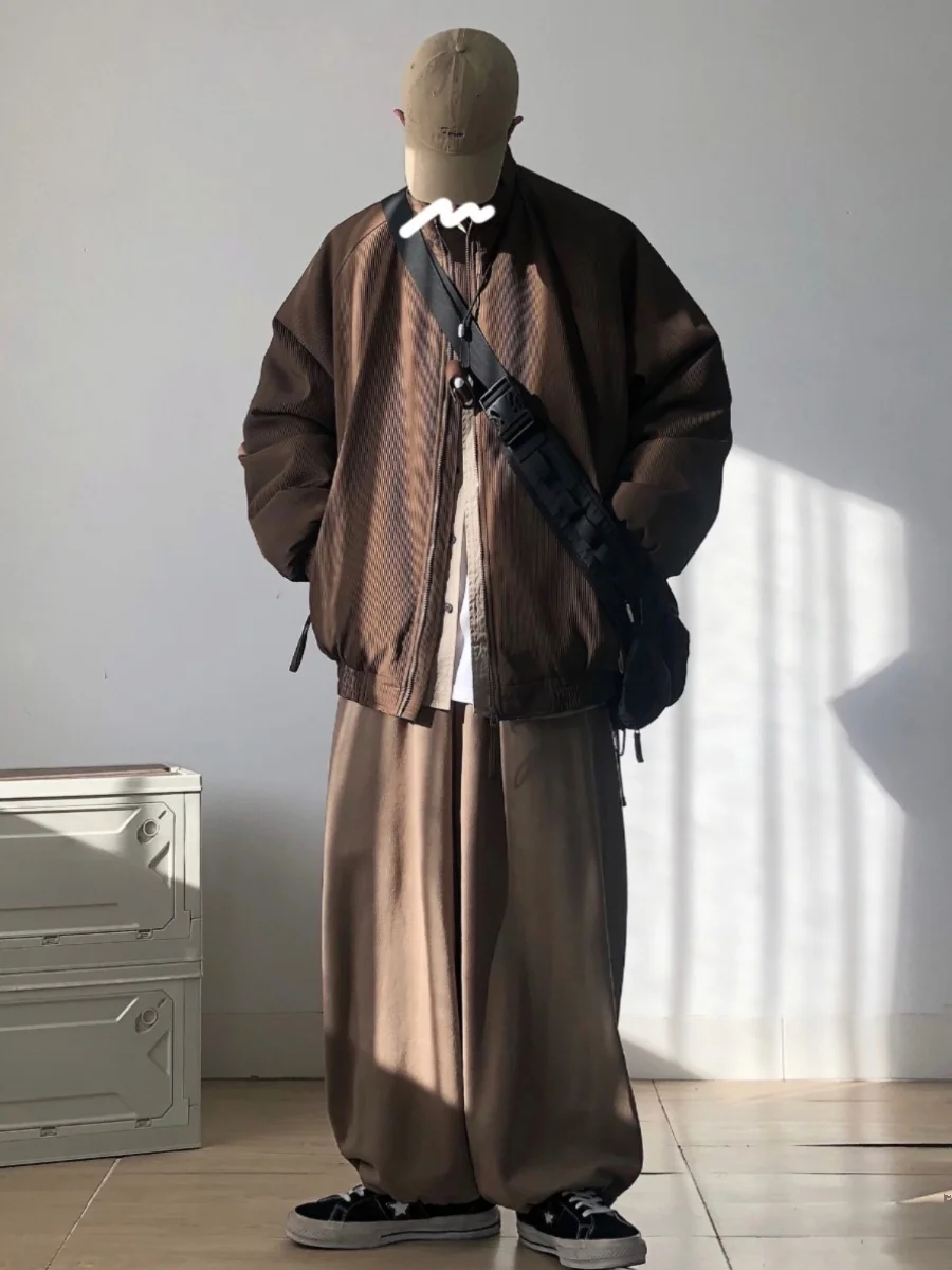 

Мужская куртка в американском ретро-стиле с воротником-стойкой, утепленная флисом, модная зимняя теплая хлопковая куртка с длинными рукавами, городской стиль