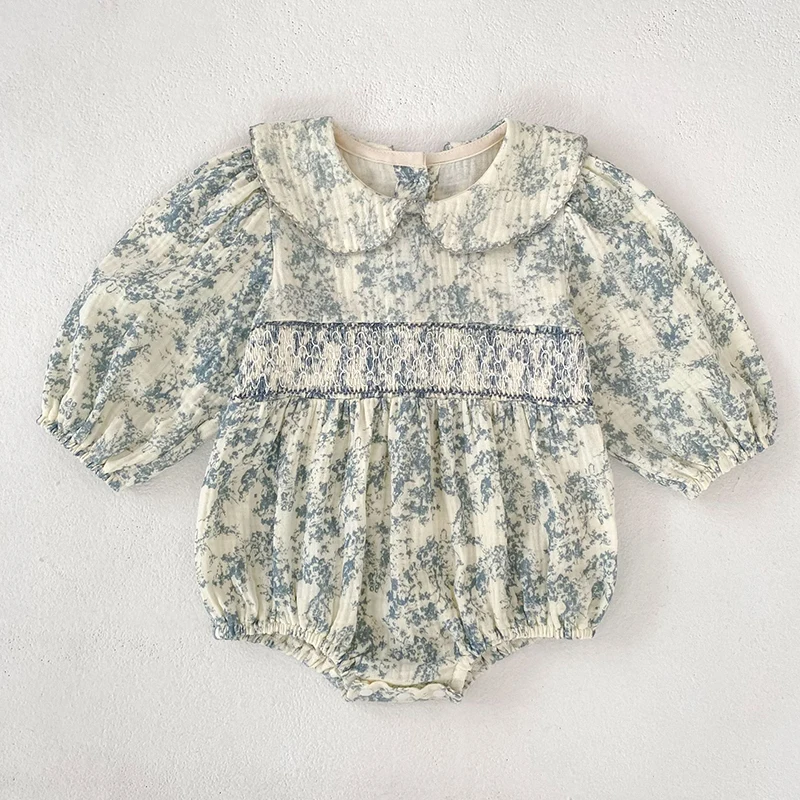 2026 Neu 0-24M Frühling Kleinkind Mädchen Strampler Langarm Baumwolle Kragen Baby Mädchen Overall Kinder Bedruckte Kleidung – Detail 1
