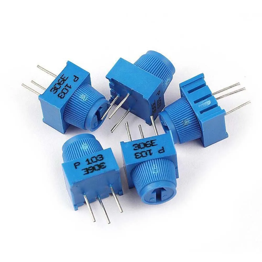 100PCS 3386P-1-103 Potentiometer Resistor 1K 100K 10K Ohm Single Turn Breadboard Trim Potentiometer with Knob for Arduino