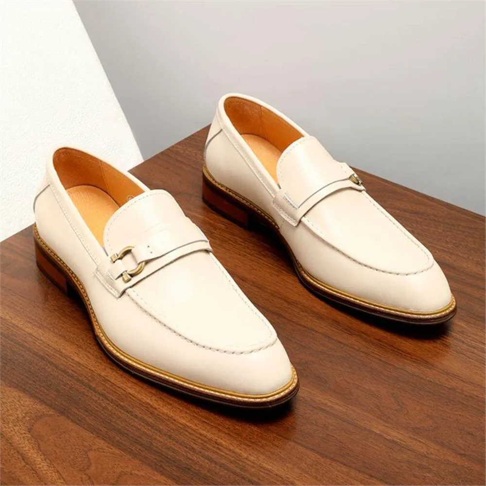 

Summer Mens Genuine Leather Loafers Breathable Slip On Business Casual Shoes British Style Trendy
