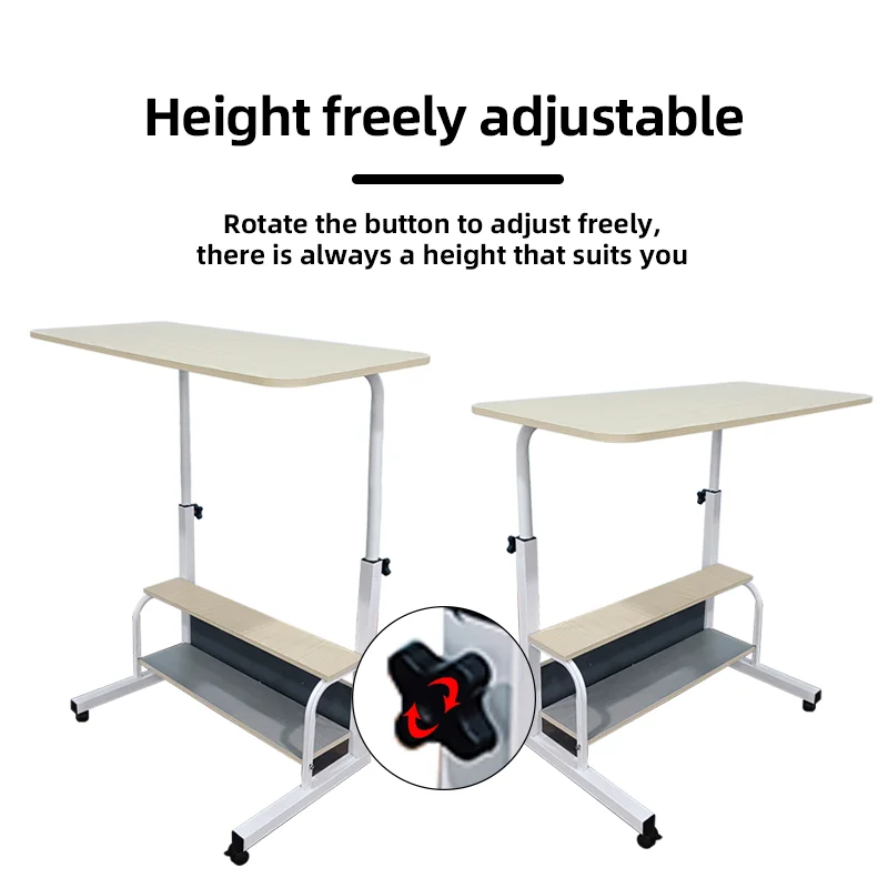 Medical Movable Wooden Height Adjustment Patient Dinning Table Hospital Overbed Table