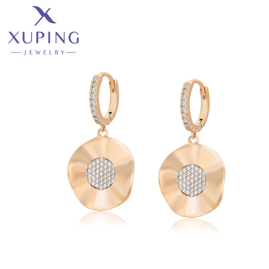 Xuping Jewelry High Quality New Fashion Geometry Shaped Gold Color Earrings for Women Girl Valentine's Day Party Gift S00126550