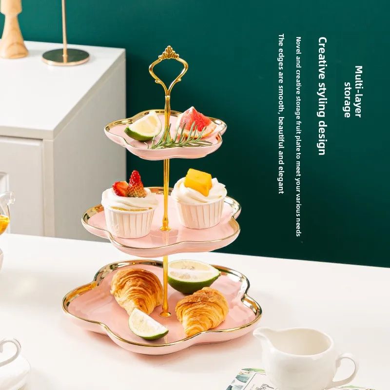 

Pastry Plate Cake Holder Double-Tier Dessert Table Creative Fruit Tray For Household Living Room
