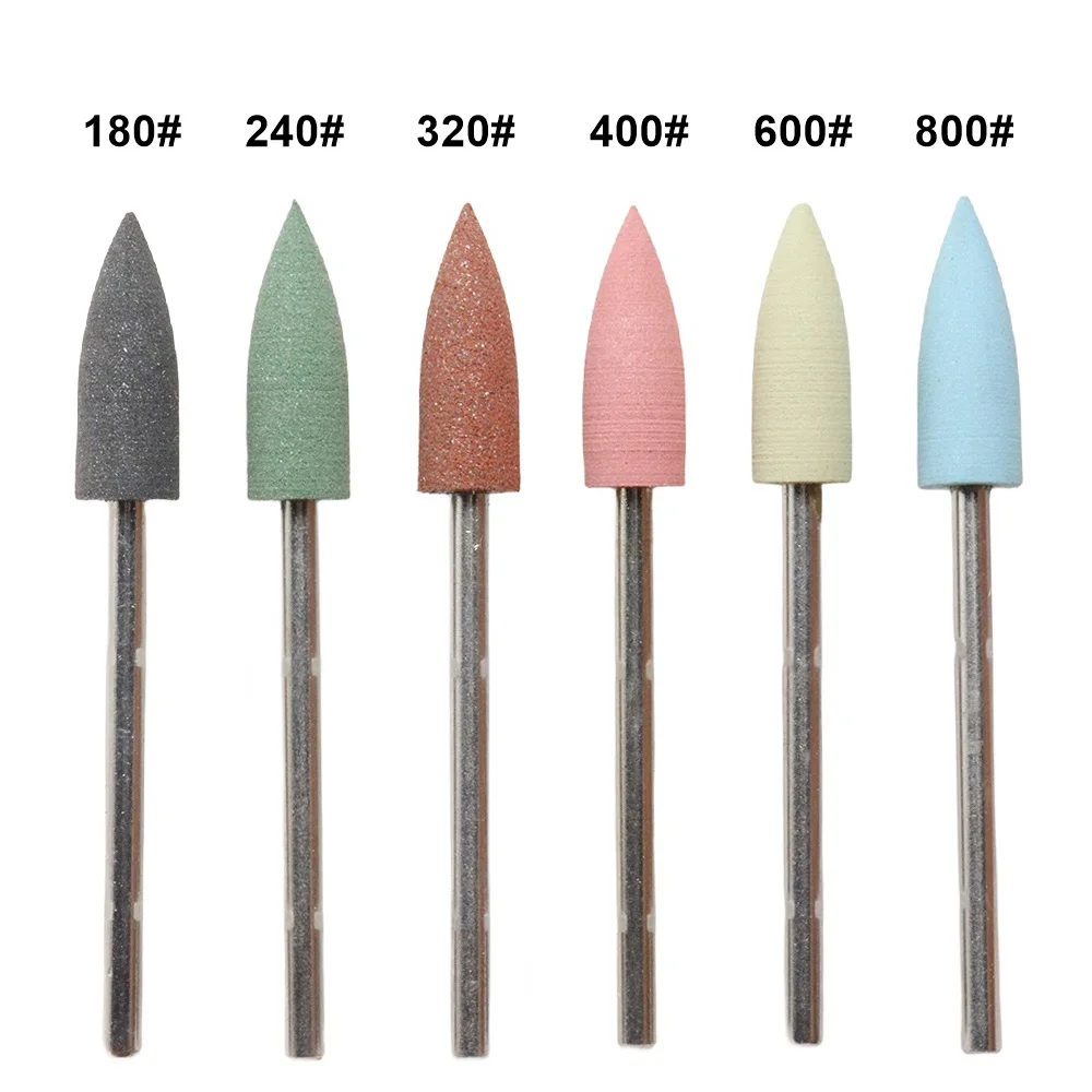 

6Pcs box Shine Nail Rubber Nail Polishing Bits Silicone Nail Drill Bit Rotary Burr Head Cuticle Clean File For Nail Art Salon Ma