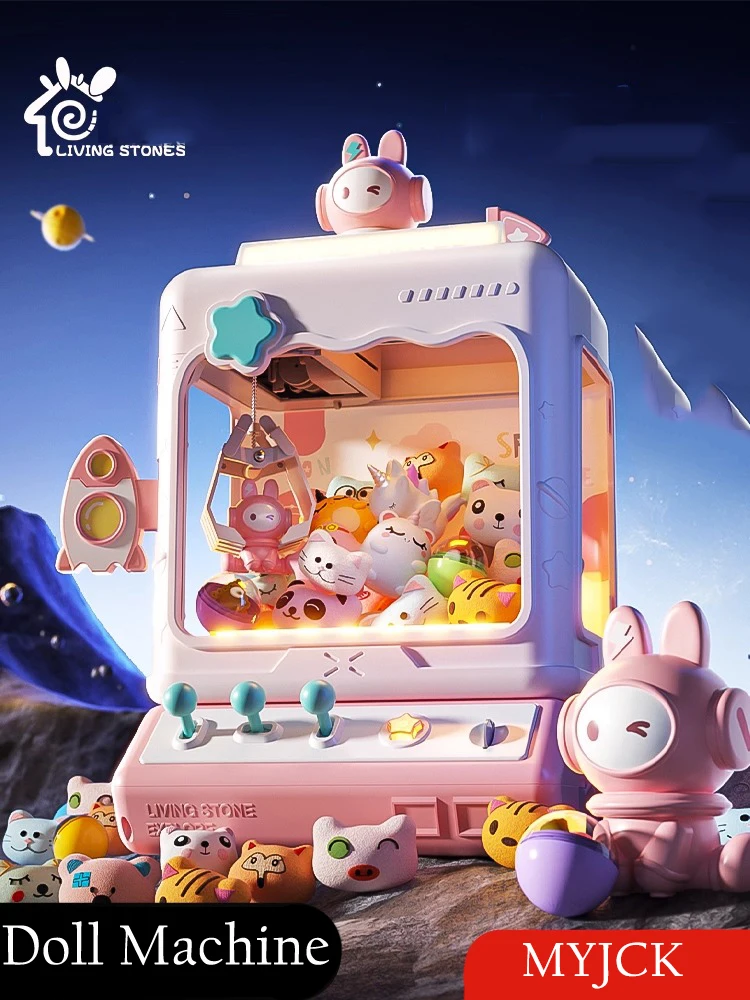 Rabbit Doll Machine Toy for Kids Mini Cartoon Claw Crane Machines with Light Music Children Toy Gifts Home Doll Grasping Machine