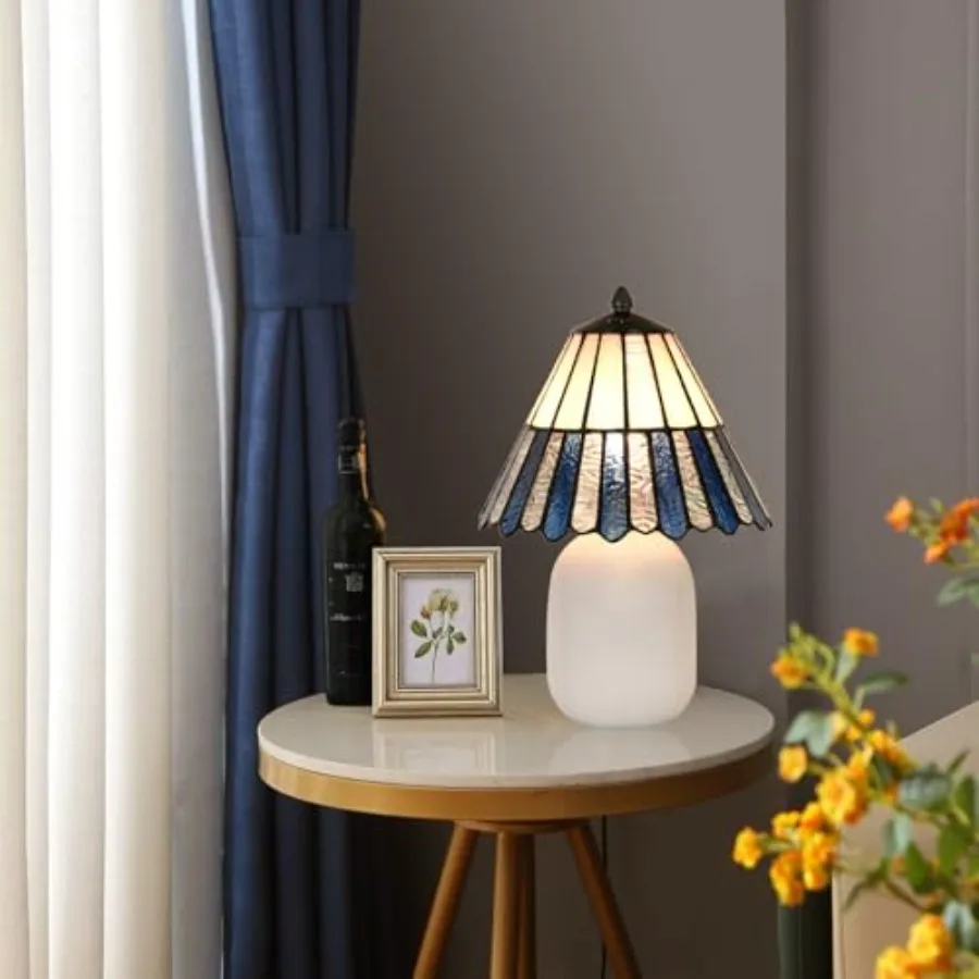 

TL0018 Tiffany Style Table Lamp Handmade Stained Glass Desk Light Bedside Nightstand Lamp W8 X H11.8 Inch for Home Office LED B