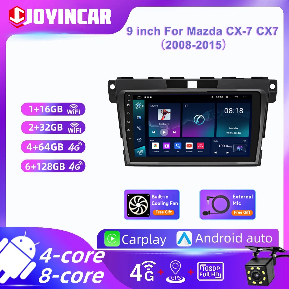 Android 13 Carplay Car Radio  For Mazda CX-7 CX7 CX 7  2008 2009 2010 - 2015 Navigation GPS Multimedia Player stereo wifi BT