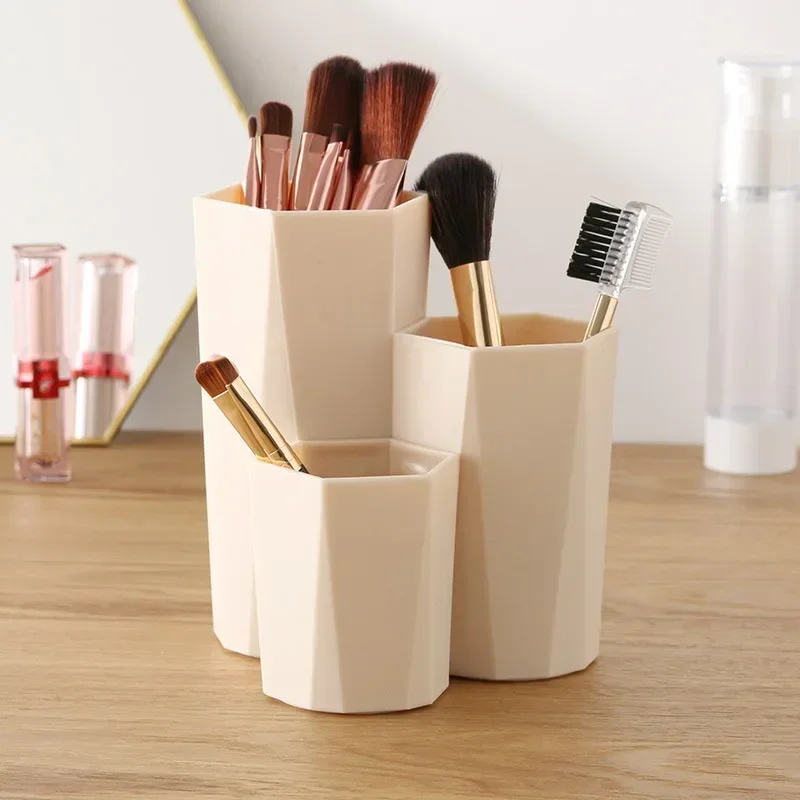 

3 Lattices Cosmetic Make-up Brush Storage Box Table Organizer Make Up Tools Pen Storage Nail Polish Cosmetic Holder Box