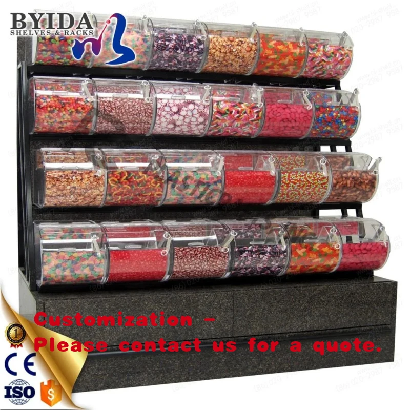 custom.Large Candy Display Rack With Acrylic Bins Nuts Display Racks Snack Store