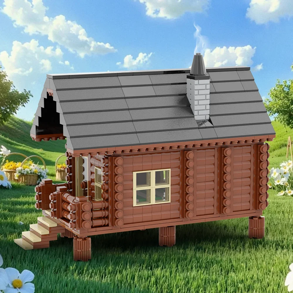 MOC Holz Kabine Ziegel Modell Mittelalterlichen Holz Kabine Architektur Street View Bausteine Montage Spielzeug Kinder DIY Geburtstag Geschenke