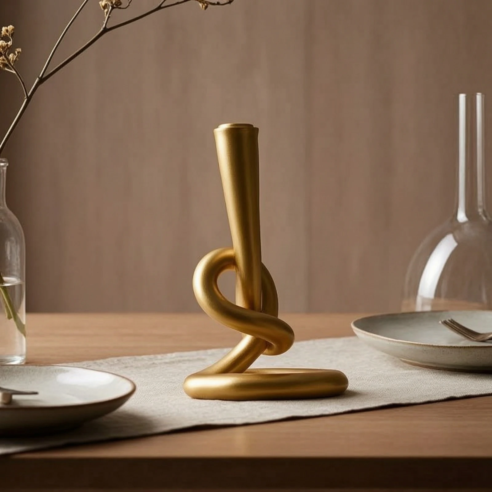 Taper Candle Holder Abstract Taper Candlestick Holder Candlesticks Sculptural Sculpture Modern for Tabletop, Living Room