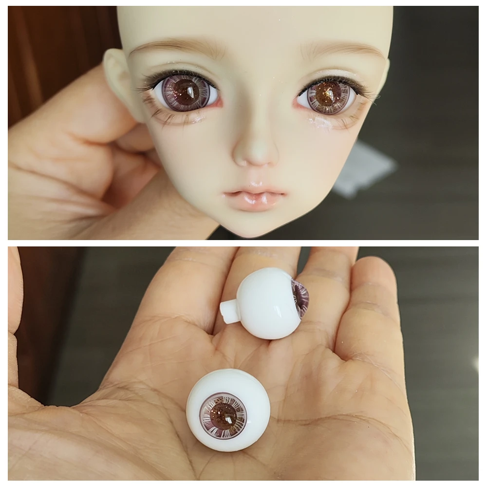 Acessório de boneca olhos de brinquedo 16mm 1/6 1/4 1/3 aod dod msd yosd sd bjd boneca olhos de vidro globo ocular jd08