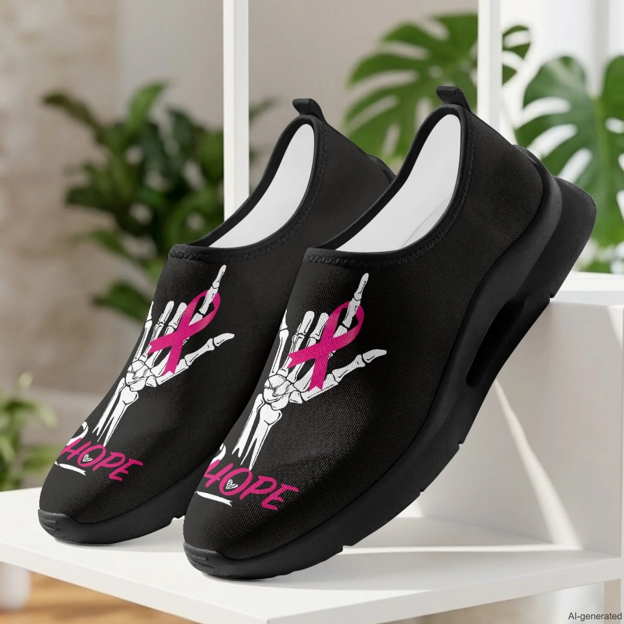 XIXIRIMIDO Nurse Work Shoes Casual Shoes Slip On Walking Shoes Pink Ribbon Breast Cancer Shoes Ladies Sneakers Male Sneakers