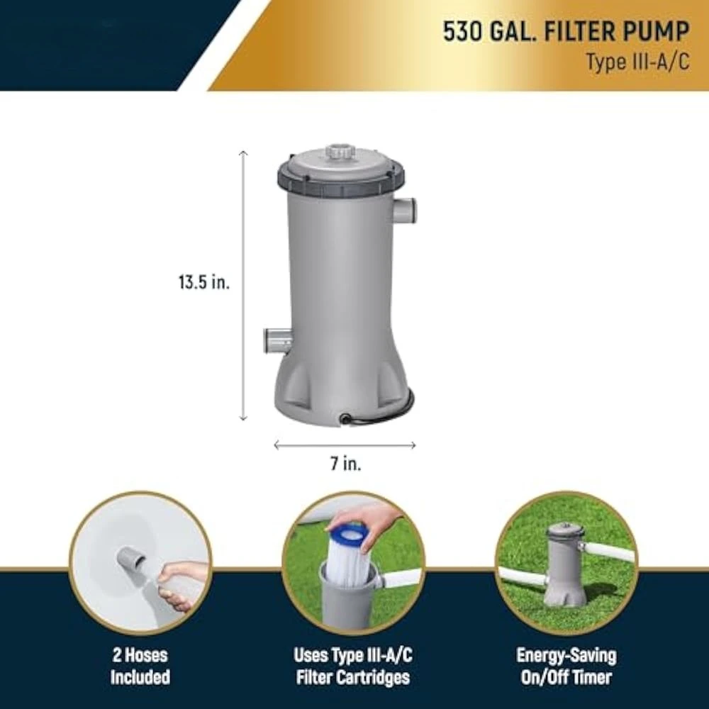 Ensemble de piscine ronde hors sol de 12 pieds par 30 pouces, piscine familiale extérieure à cadre métallique avec pompe à filtre