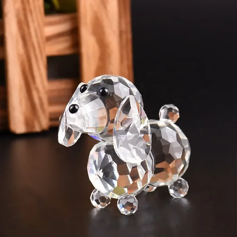 

Crystal Dog Figurine Paperweight Crafts Collection Cut Glass Ornament Statue Animal Gifts for Kids Christmas Favors