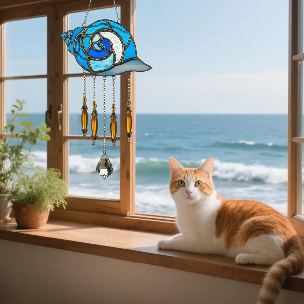 Sun for Home Decor Coastal Sea Sun Set Starfish Seahorse Window Hanging Decor Fantasy Ocean-inspired Balcony Ornament Elegant