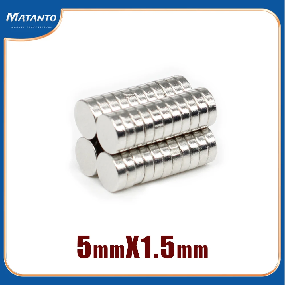 50/100/200/500/1000/2000PCS 5x1.5 Thin Small Round Strong Powerful Magnets 5*1.5mm  Neodymium Powerful Strong Magnets Disc 5*1.5