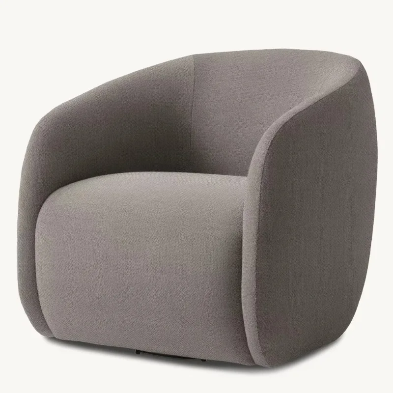 Nordic Cold Zone Thick Tufted Fabric Single Coffee Chair Sofa Living Room Swivel One-seat Soft Cushion Chair for Villa Cafe