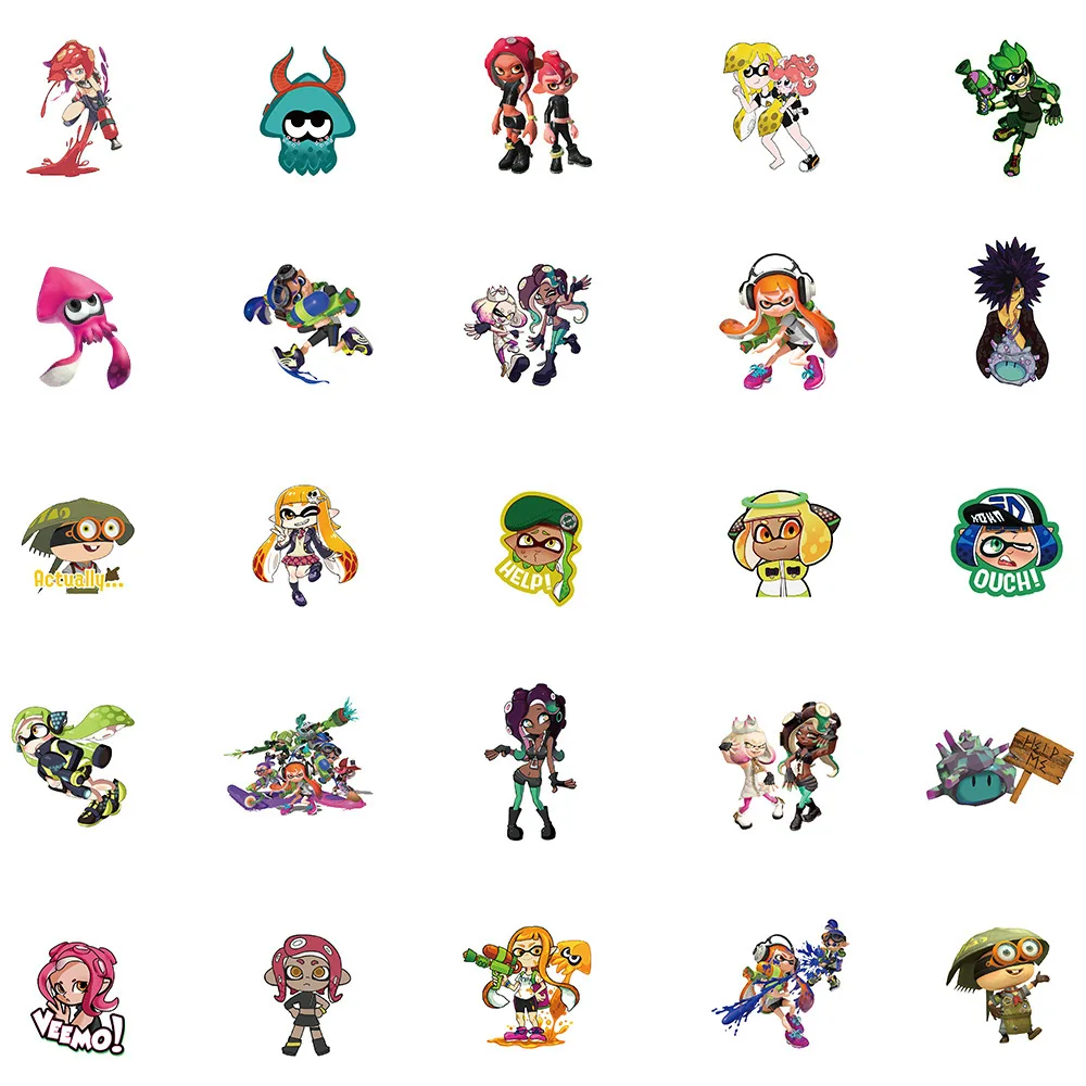 50Pcs Funny Game Splatoon Stickers Cartoon Graffiti Decals For Laptop Luggage Guitar Skateboard PS5 Helmet Stickers