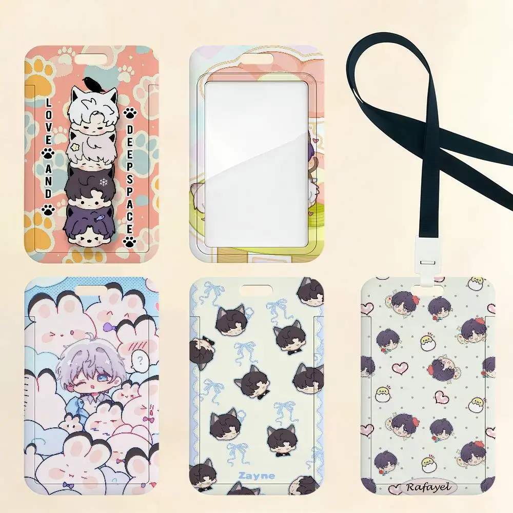 Cute Love and Deepspacek Card Holder Corporate Business Work Badge Holders Uisex Credit Bus Daily Commute ID Case