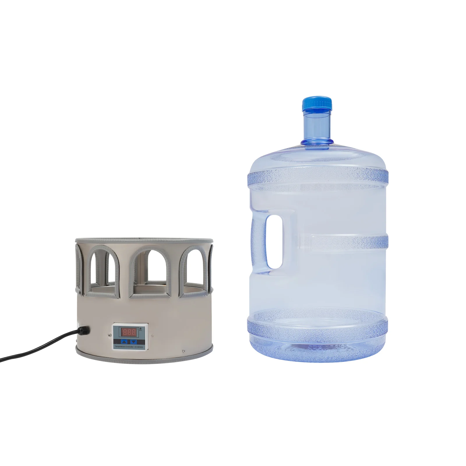 سخان مياه للدجاج باللون الفضي + الأزرق سعة 18.9 لتر من الفولاذ المقاوم للصدأ بقدرة 80 وات مع سلك طاقة كهربائي بسلك 3 أمتار #5