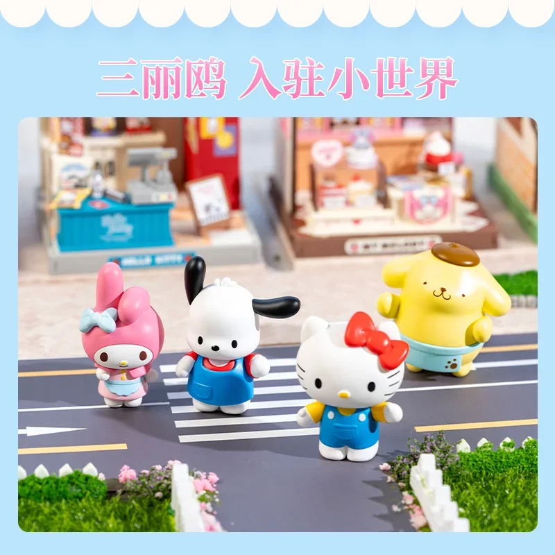 Sanrio Family Cute Fun Shopkeeper Wooden Building Blocks Hello Kitty Hello Kitty Miniature Model Patchwork Toy Collection Gift