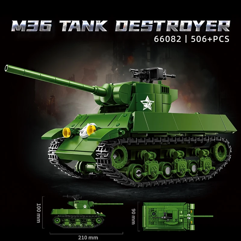 

The American M36 Jackson tank destroyer from World War II is suitable for Lego Building Boy 6 puzzle toy car armored car 66082