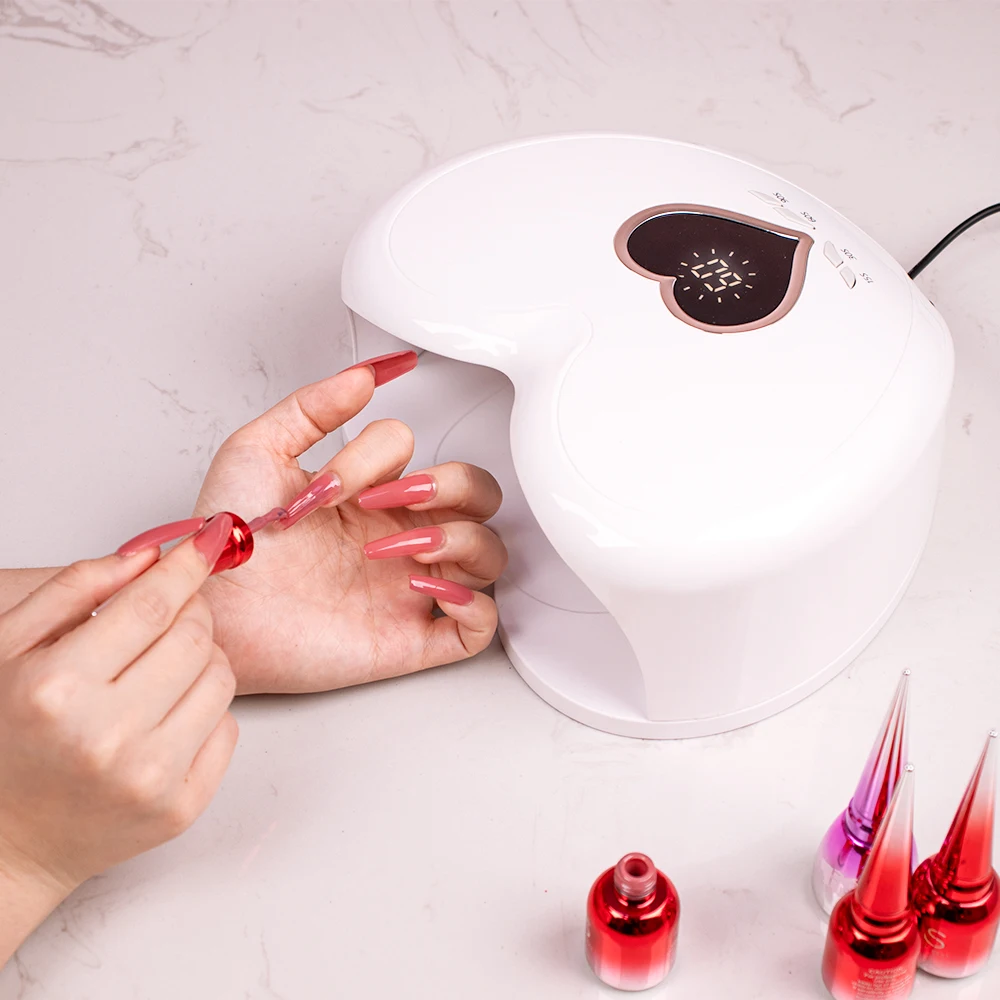 High Power 96W RED Light LED Nail Lamp Heart Shape Gel UV Lamp Manicure Nail Polish Dryer Machine for Fast Drying All Gel Polish