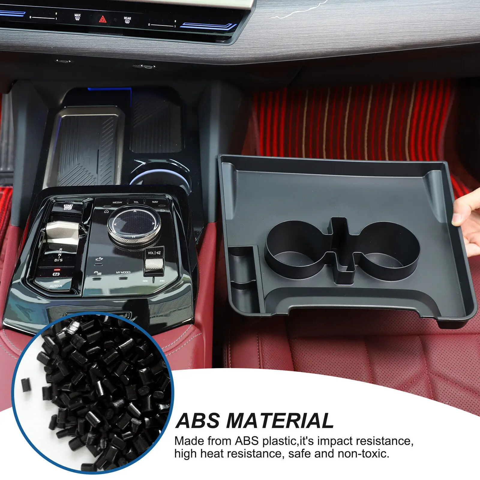 1PCS ABS Center Control Multipurpose Storage Box Tray For BMW 5 Series G60 2024-2025 Beverage Cup Holder Container Accessories