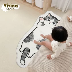 Cartoon Cat Rug Bedroom Bedside Carpet Irregular Cute Children's Rugs For Room Soft Shaggy Baby Floor Mat Room Decoration