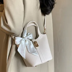 Borse a tracolla semplici alla moda borse a tracolla portatili da donna in pelle PU con borsa borse a secchiello Mini Tote femminili eleganti retrò