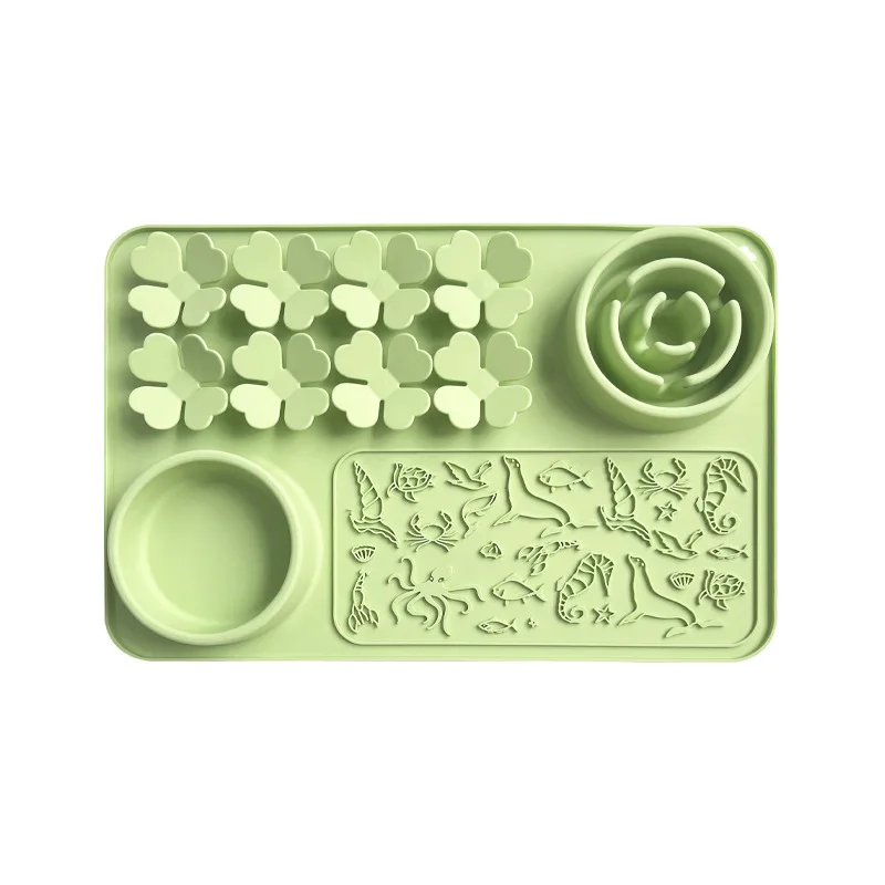 Cross‑border Pet Licking Mat, 4‑in‑1 Multifunctional Suction‑cup Non‑slip Slow Feeder Bowl, Silicone Dog Slow‑feeding Mat