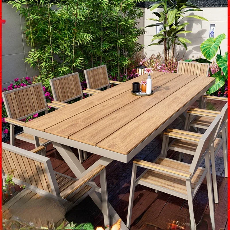 Garden anticorrosive wood waterproof sunscreen open-air balcony outdoor leisure garden table and chair combination