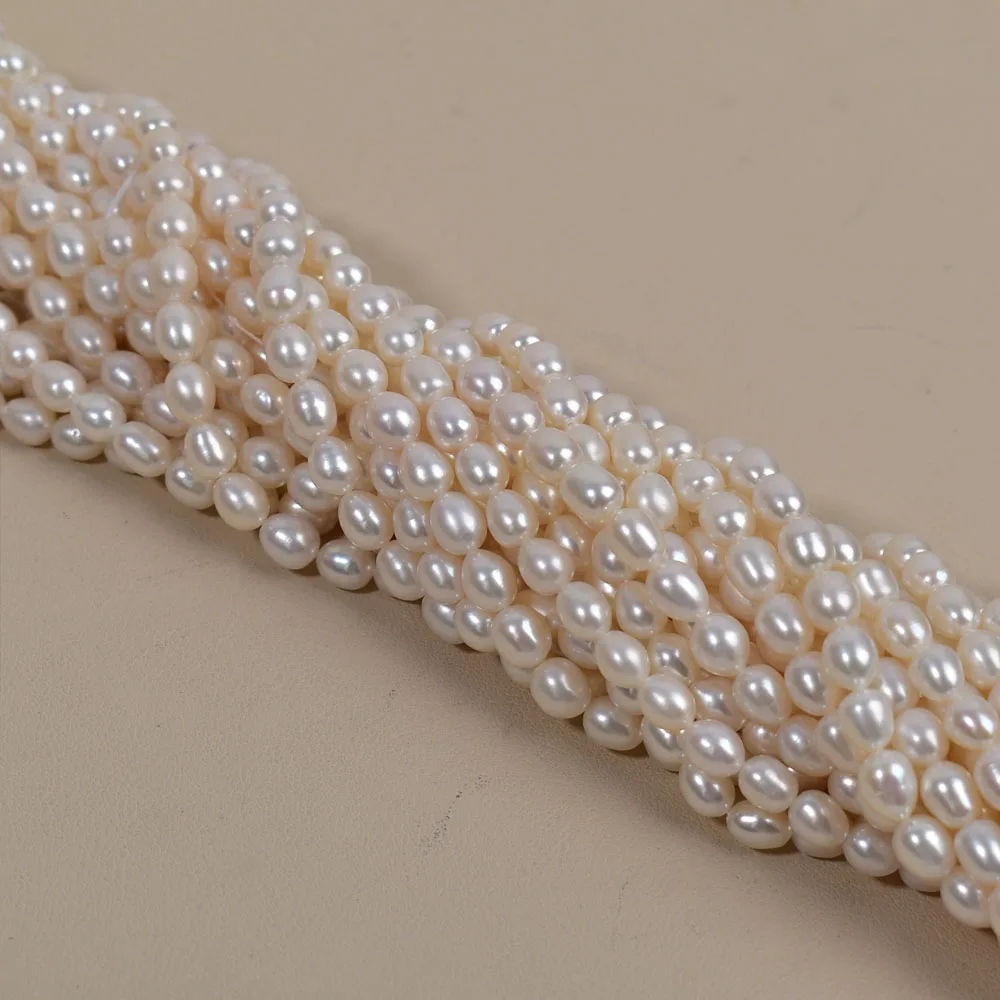 AAA لؤلؤ المياه العذبة الطبيعية فضفاض الخرز 7-8 مللي متر الأرز شكل الخرز لصنع المجوهرات عقد دي اي واي سوار المواد شبه النهائية #5