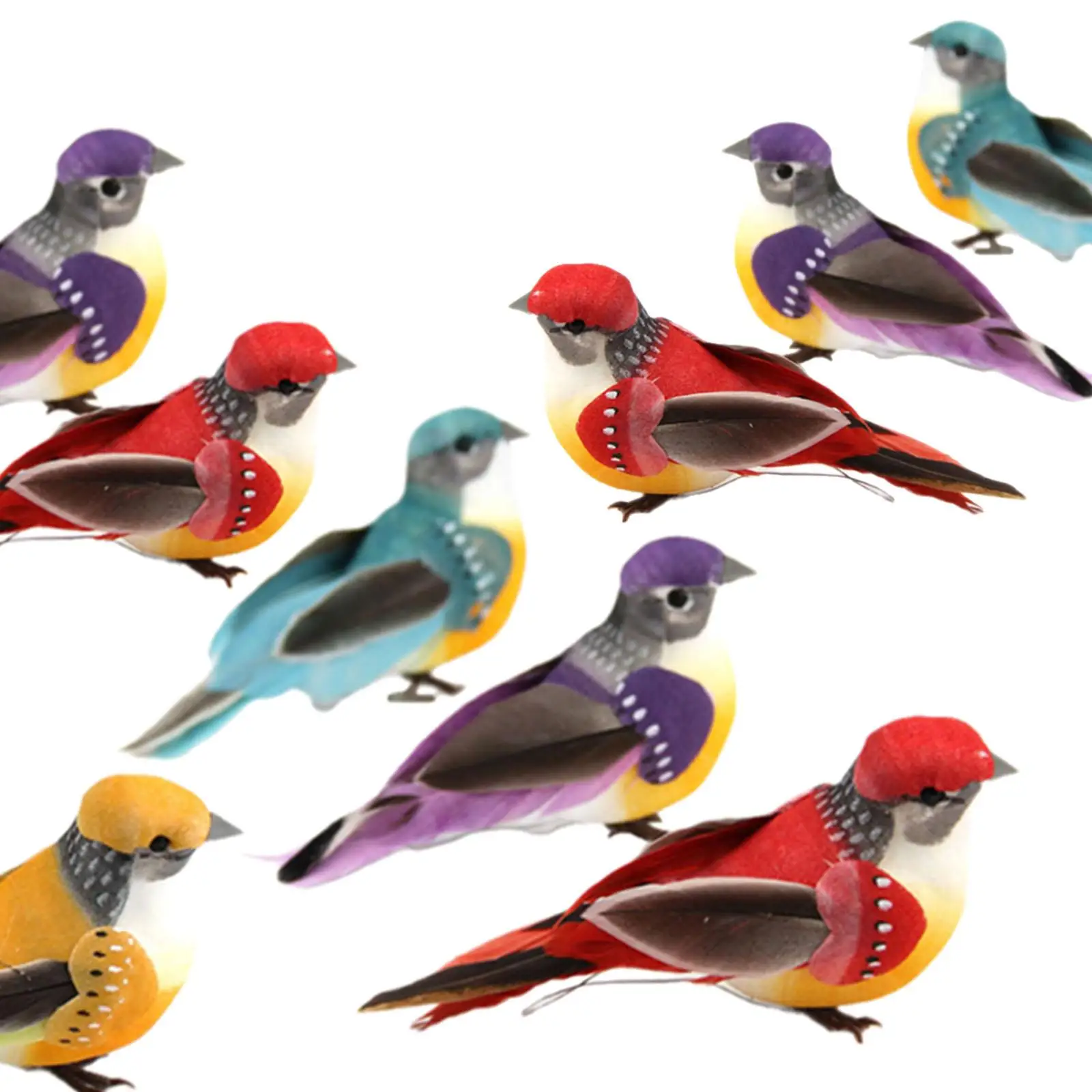 12 Pieces Simulation Foam Garden Bird Model Handmade Realistic Collectible Colourful for Photo Props Multipurpose Lightweight