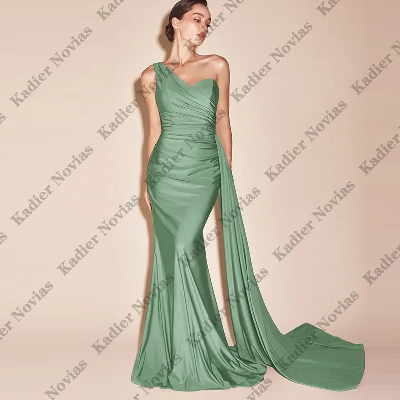 Hot Pink Long Mermaid Bridesmaid Dresses With Side Skirt Sexy One Shoulder Cheap Satin Party Gowns for Wedding Customized