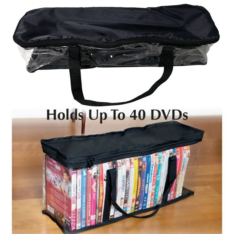 

Y50A-6X Large Clear Holds DVD CD Storage Holder Easy Zip Closure Carry Bag Organizer