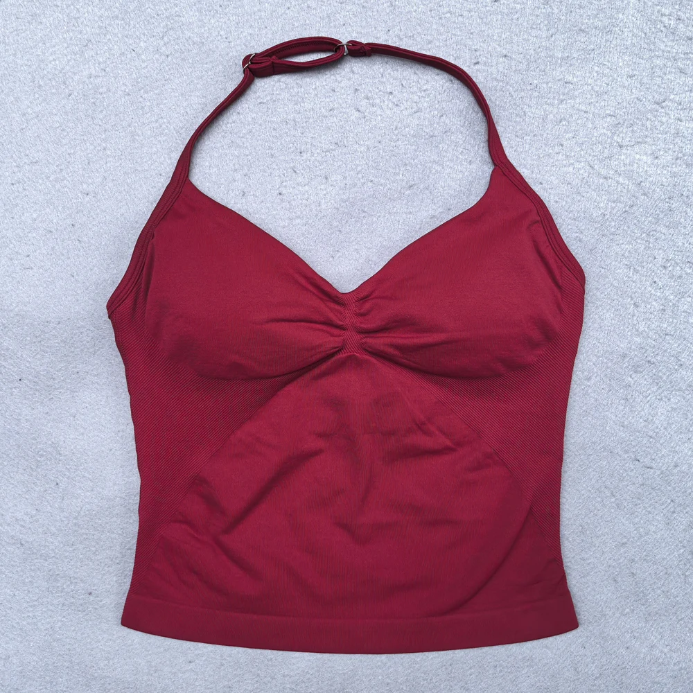 Adjustable sports top with straps for women, Gym top with an exposed back. Built-in fastener, without sleeves