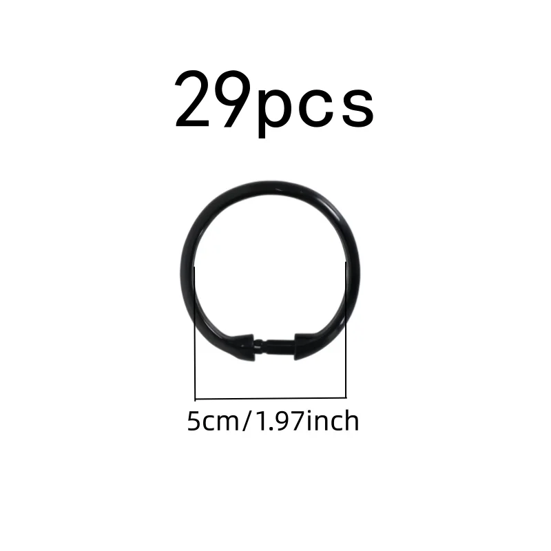 O-Shape Drapery Rings 29 pcs, Waterproof Rust Proof, Easy Snap-On Closure, for Moisture Environment, Multipurpose