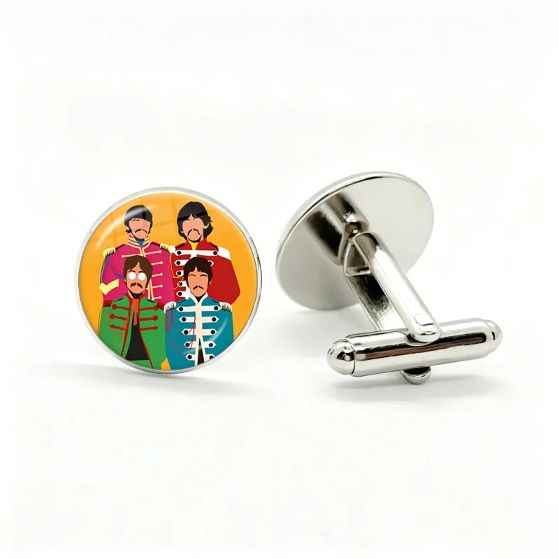 Rock Band The Beatles Cufflinks High Quality Glass Dome Photo Shirt Cufflinks for Mens Fashion Jewelry