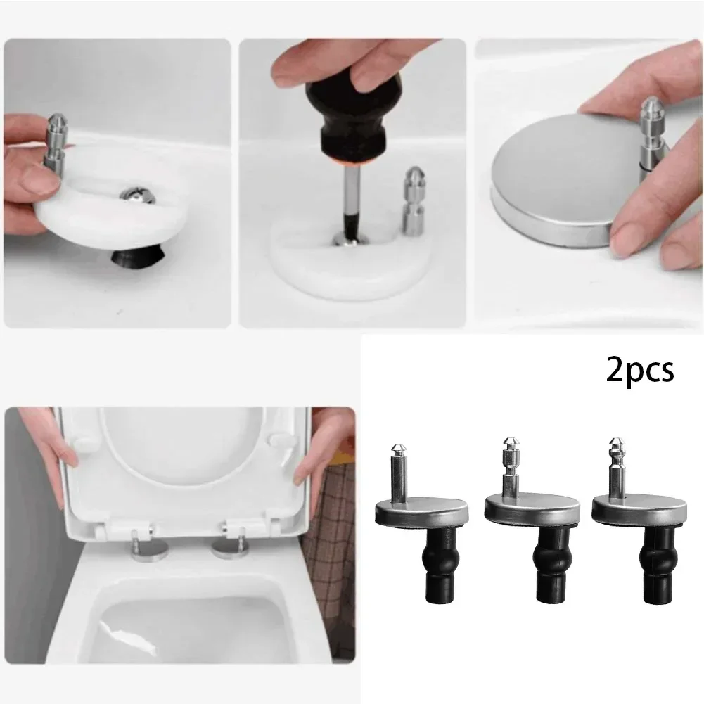 2Pcs 55mm Toilet Seat Hinge Fitting Screw Anchoring Setscrew Pin To Top Close Soft Release Quick Install Toilet Kit