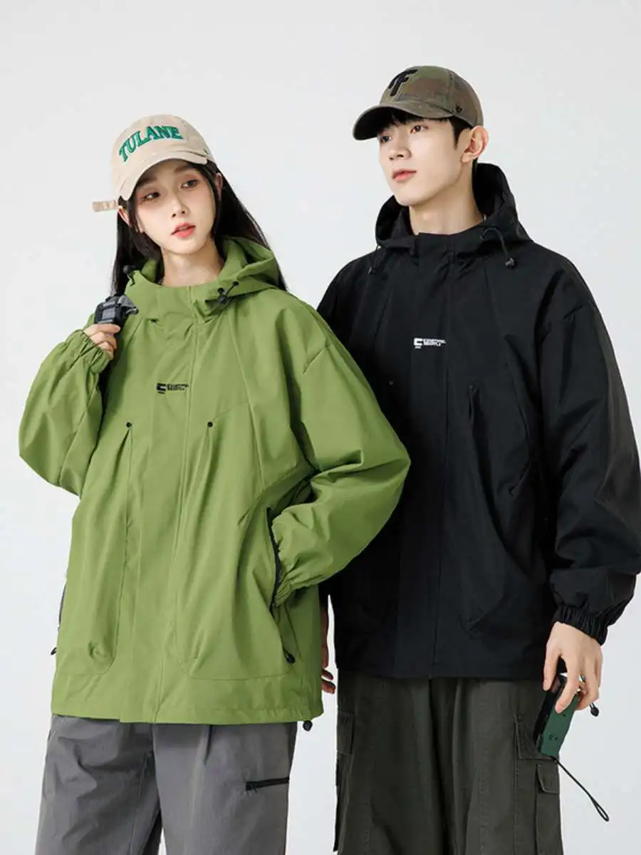 

Мужская ветровка American Sle, повседневная, для активного отдыха, с капюшоном, новинка, свободный крой, полиэстер, однотонная, не требует глажки