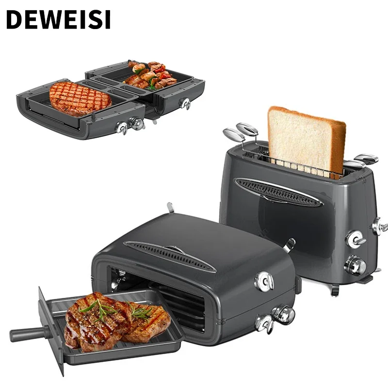 DEWEISI 1400W Electric Home Multi-function All-In-One Barbecue Machine Grill Shabu Toaster Smokeless Roasting Sandwich Maker