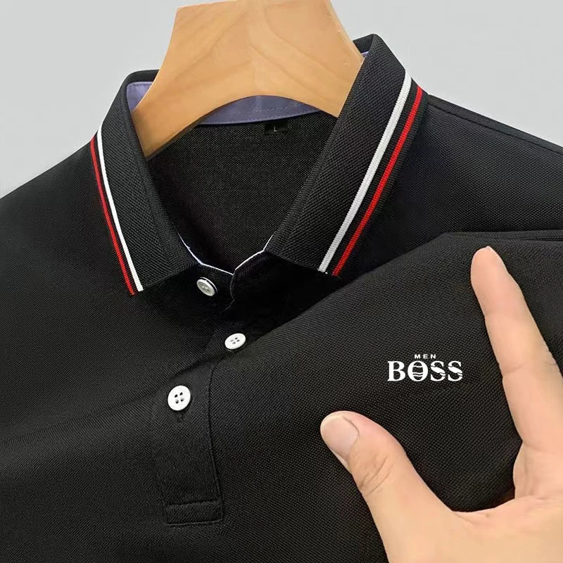 2024 new men\'s short sleeved polo shirt, fashionable and high-quality branded printed T-shirt, high-end casual business T-shirt