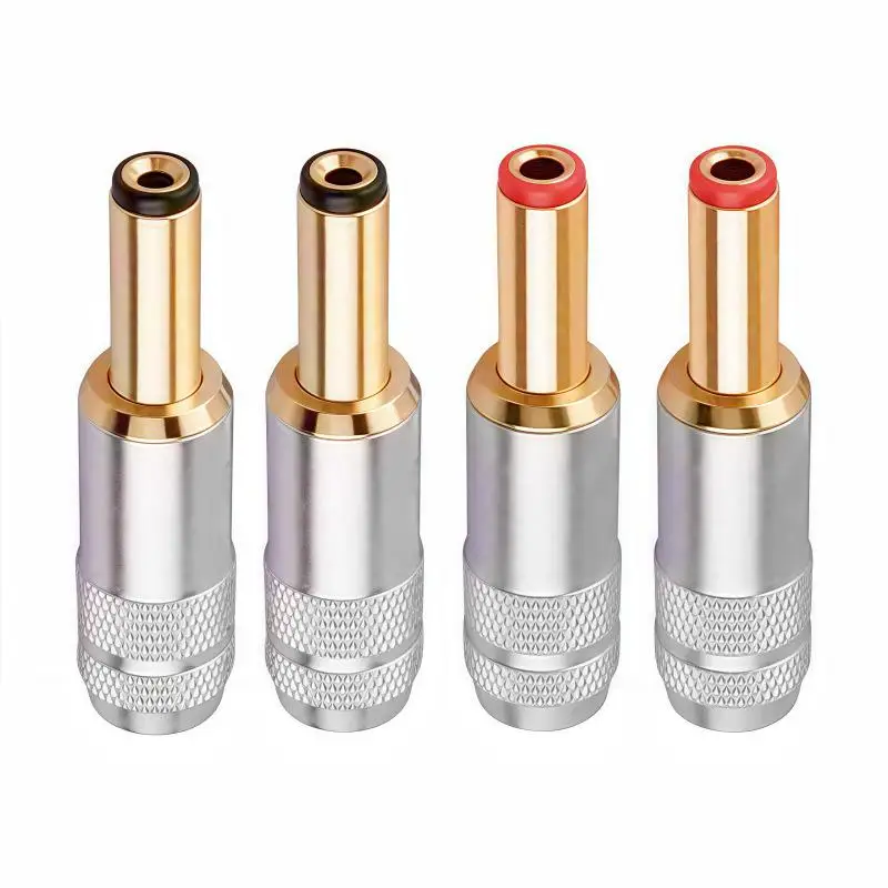 (YY) 1 قطعة/2 قطعة 2025 جديد النحاس مطلي الذهب DC-2.1G/2.5G تيار مستمر قابس طاقة جاك لحام موصل لإخراج الطاقة الخطي